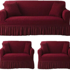 TONY STARK Polycotton Striped 3+1+1 Seater Sofa Cover (Red Pack of 3)
